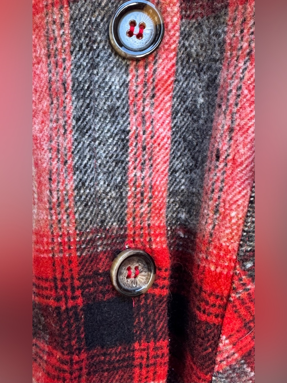 PrettyGarden Women’s Red Cream Black Plaid Button-Front Shacket S-M - Picture 4 of 9